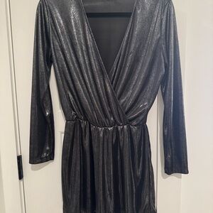 Topshop Shimmering Black Long Sleeve Romper